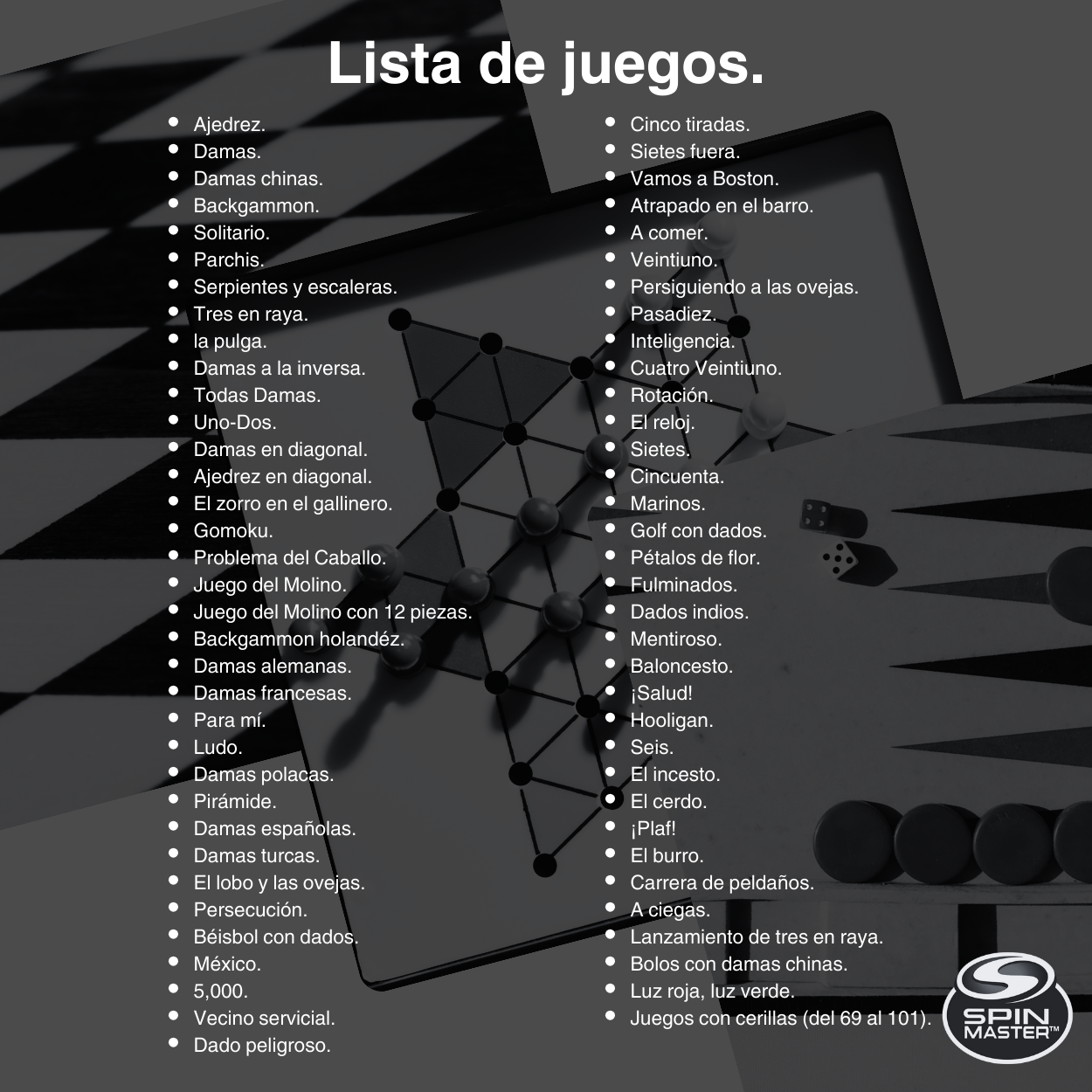 101 juegos de mesa de Spin Master.
