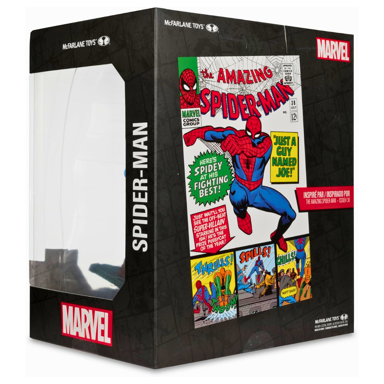 McFarlane toys Figura coleccionable de Spider-Man a escala 1:10 con escena (The Amazing Spider-Man #38) Etiqueta Dorada.
