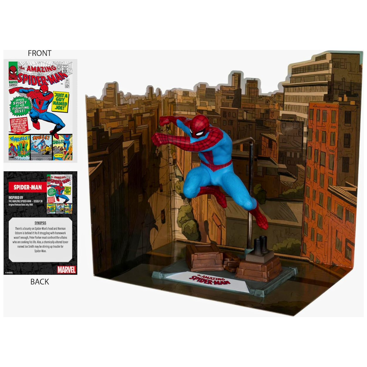 McFarlane toys Figura coleccionable de Spider-Man a escala 1:10 con escena (The Amazing Spider-Man #38) Etiqueta Dorada.