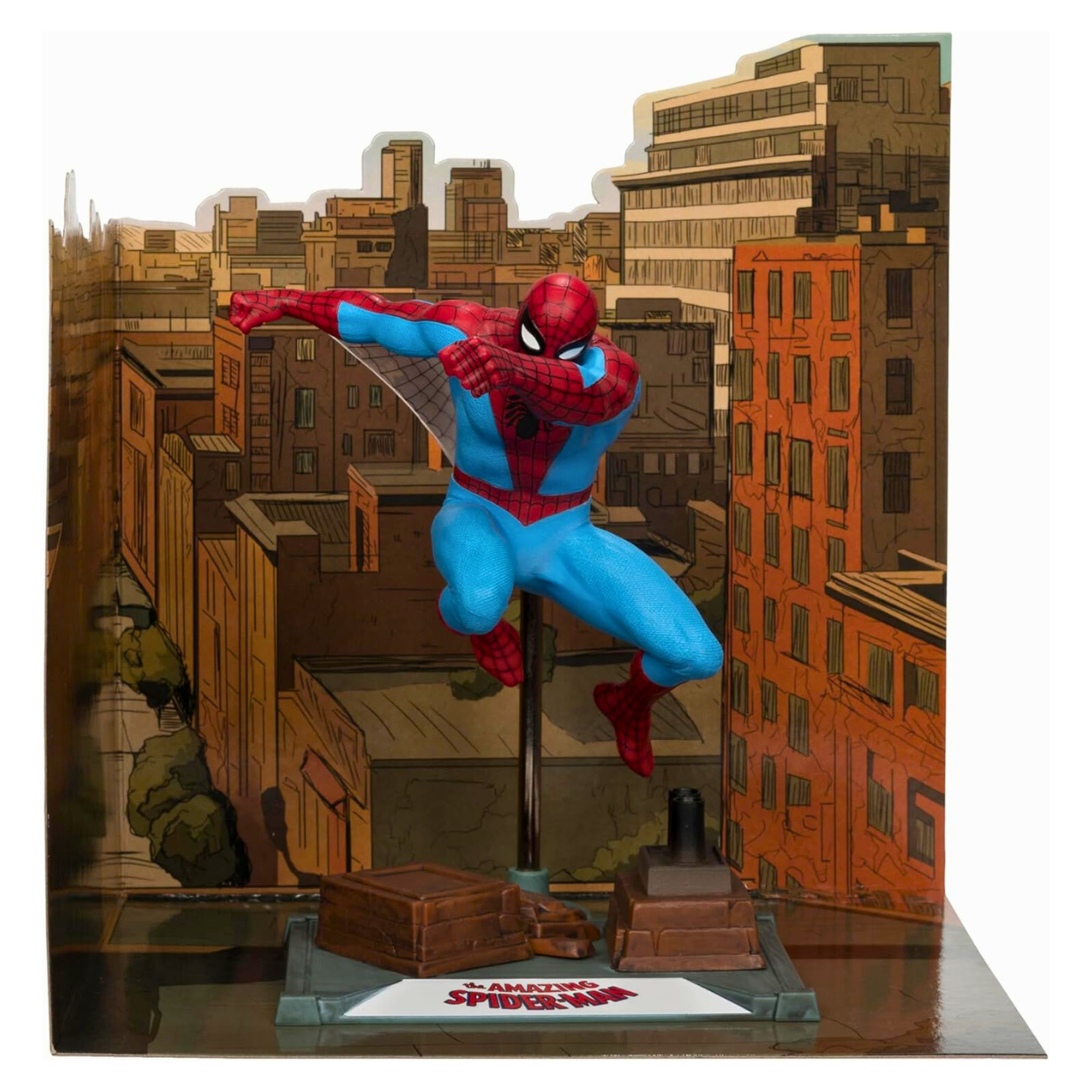 McFarlane toys Figura coleccionable de Spider-Man a escala 1:10 con escena (The Amazing Spider-Man #38) Etiqueta Dorada.