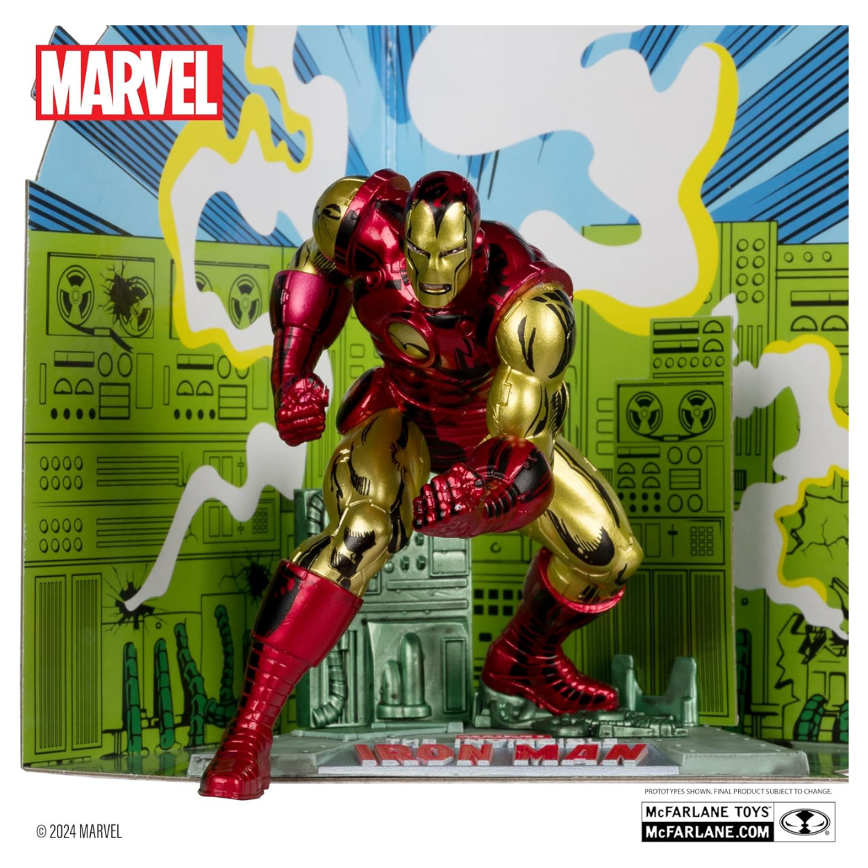 McFarlane Toys Figura coleccionable de Iron Man a escala 1:10 con escena (El Invencible Iron Man n.° 126).