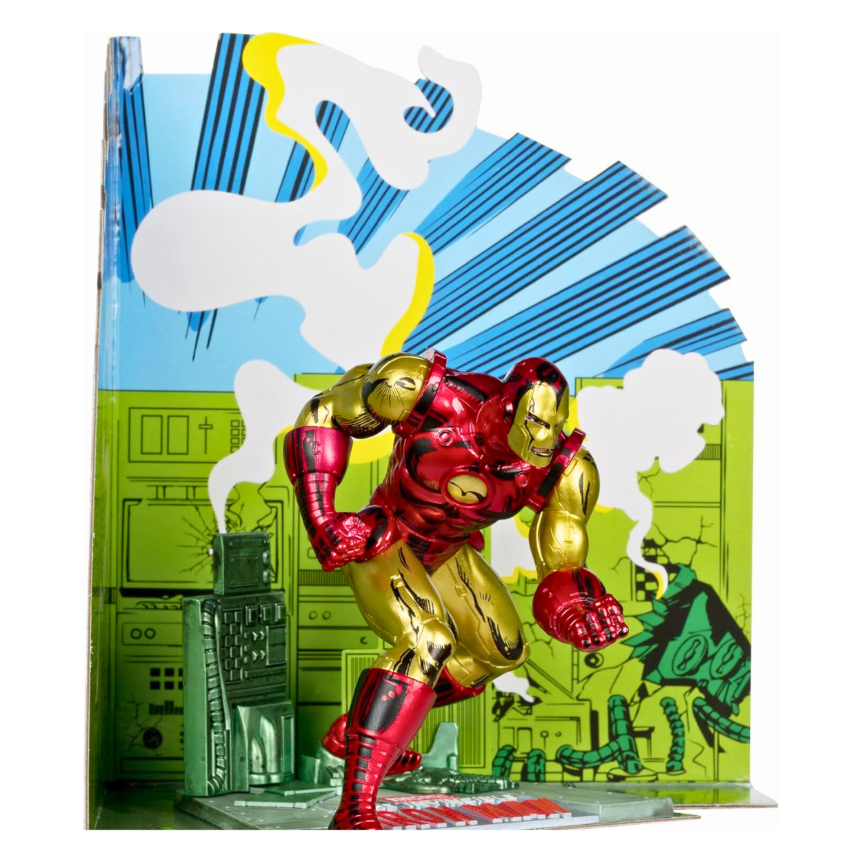 McFarlane Toys Figura coleccionable de Iron Man a escala 1:10 con escena (El Invencible Iron Man n.° 126).