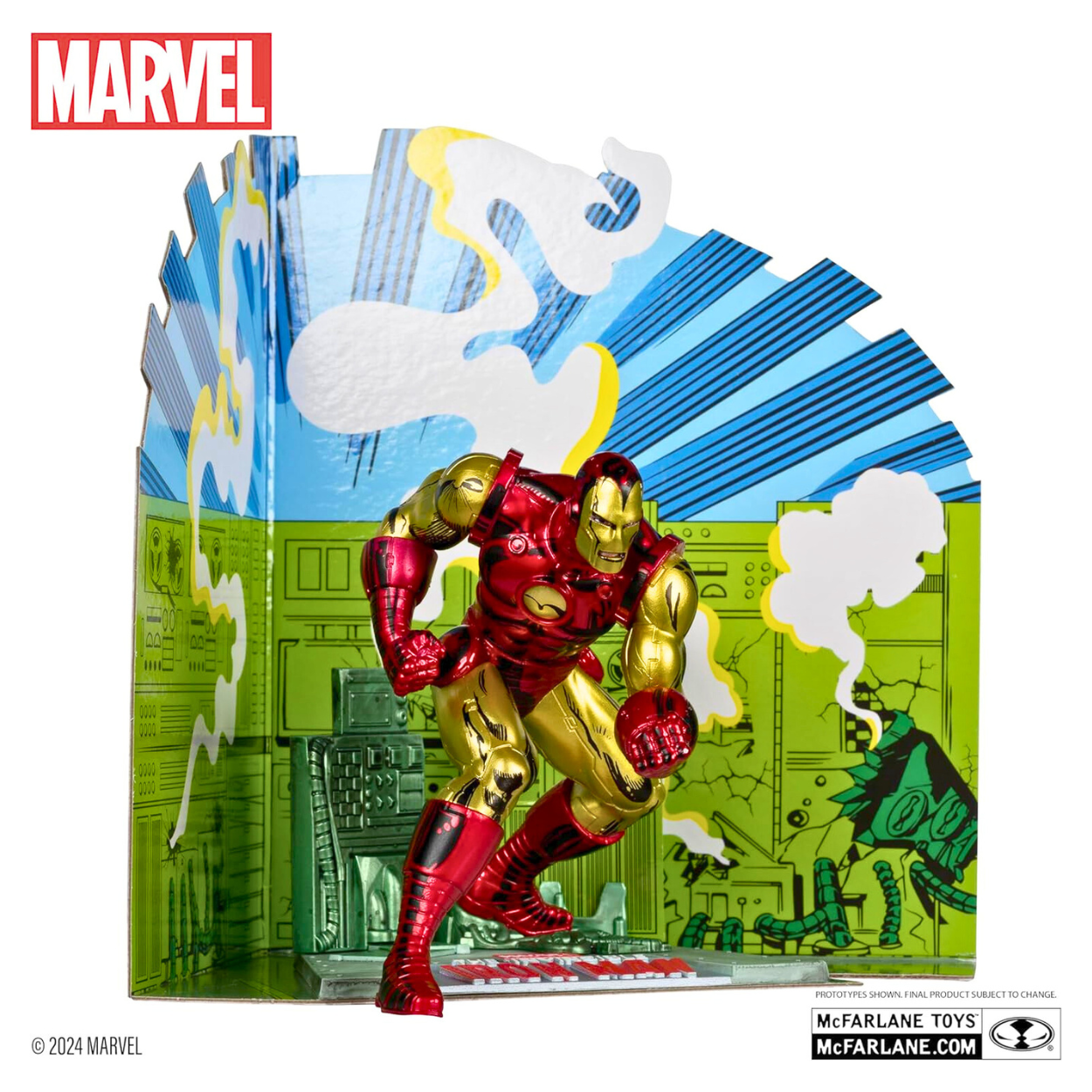 McFarlane Toys Figura coleccionable de Iron Man a escala 1:10 con escena (El Invencible Iron Man n.° 126).