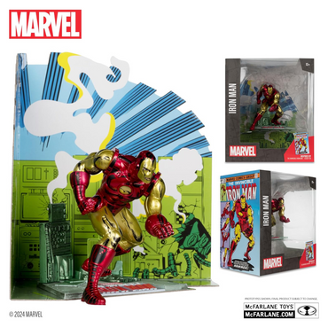 McFarlane Toys Figura coleccionable de Iron Man a escala 1:10 con escena (El Invencible Iron Man n.° 126).