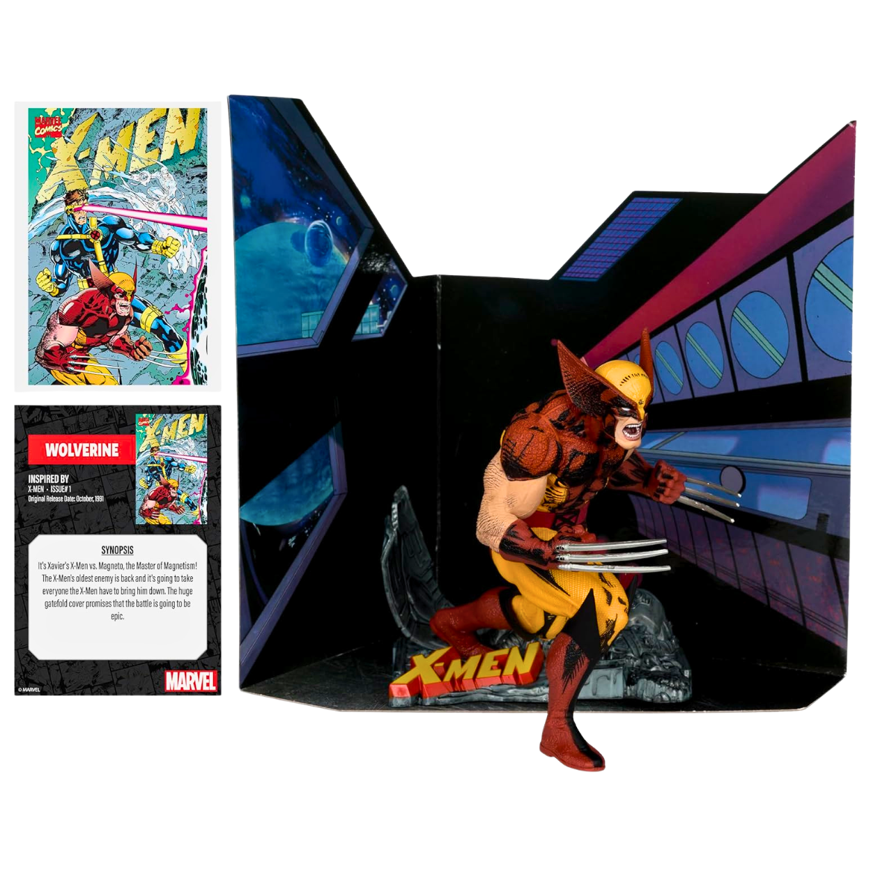 McFarlane Toys Figura coleccionable a escala 1:10 Wolverin con escena (X-Men n.° 1).