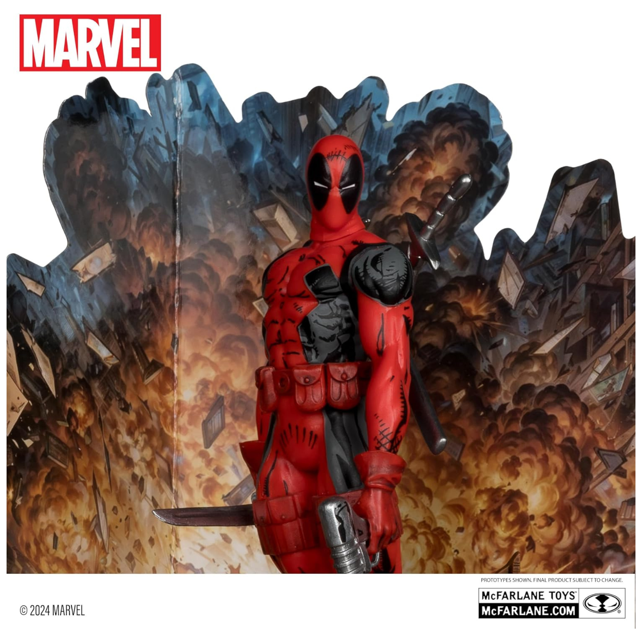McFarlane Toys Figura coleccionable de Deadpool a escala 1:10 con escena (Los Nuevos Mutantes n.° 98).