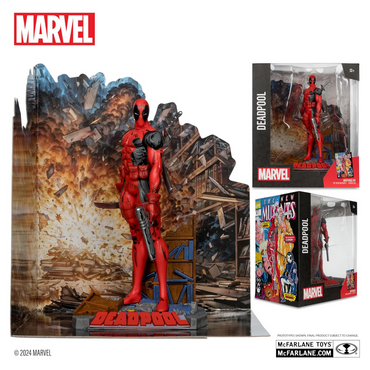 McFarlane Toys Figura coleccionable de Deadpool a escala 1:10 con escena (Los Nuevos Mutantes n.° 98).