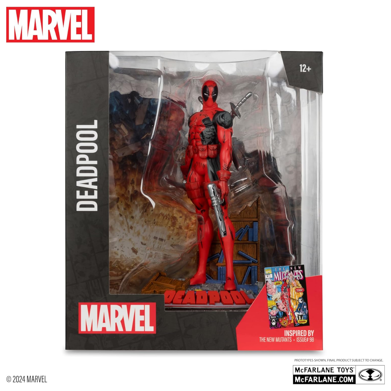 McFarlane Toys Figura coleccionable de Deadpool a escala 1:10 con escena (Los Nuevos Mutantes n.° 98).