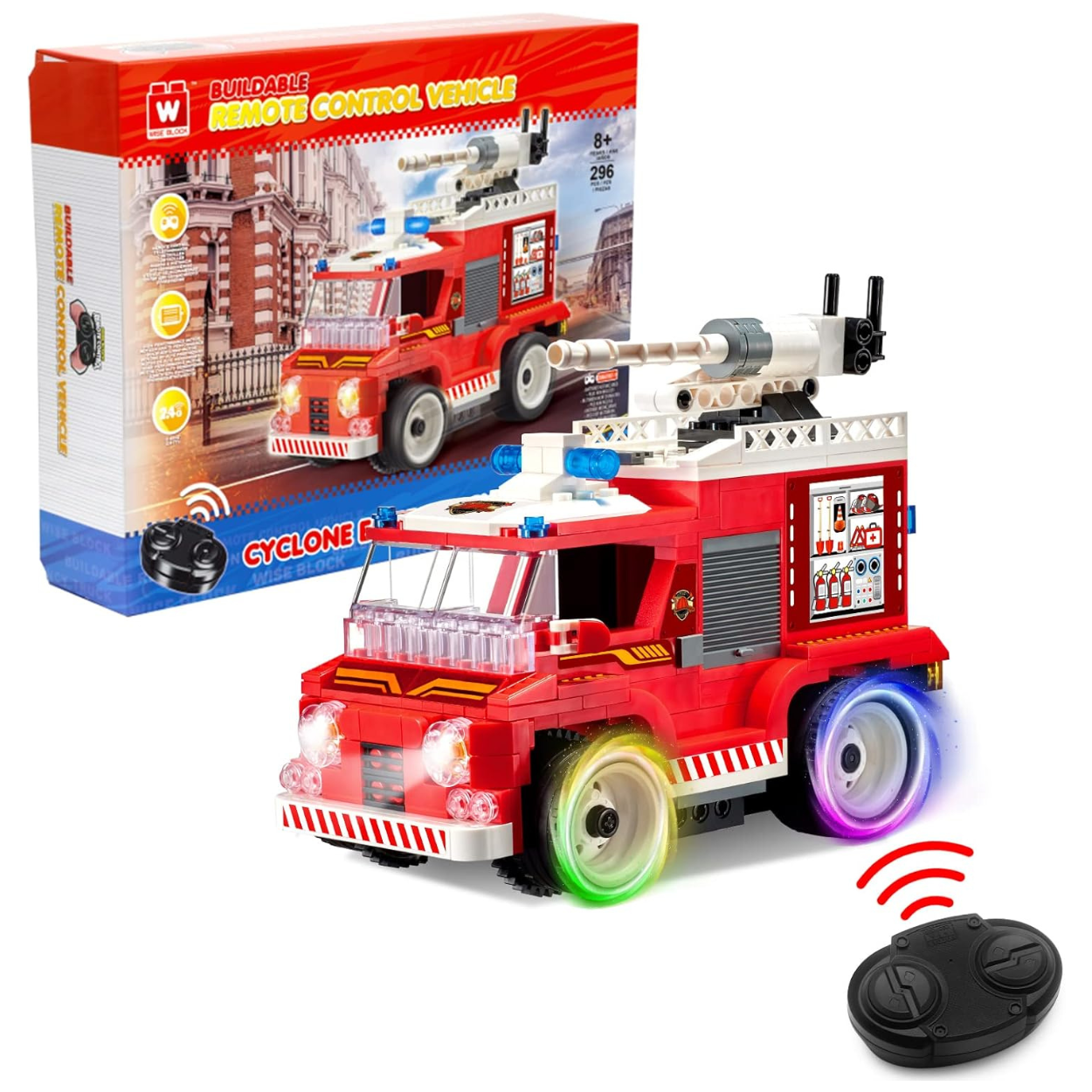 Cyclone Vehículo radio control para armar un camión de bomberos Wise Block