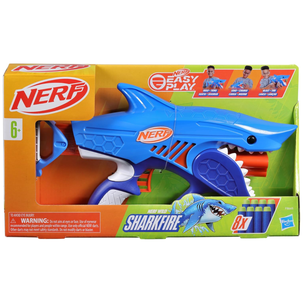 Nerf Junior Wild Sharkfire Lanzador con 8 Dardos