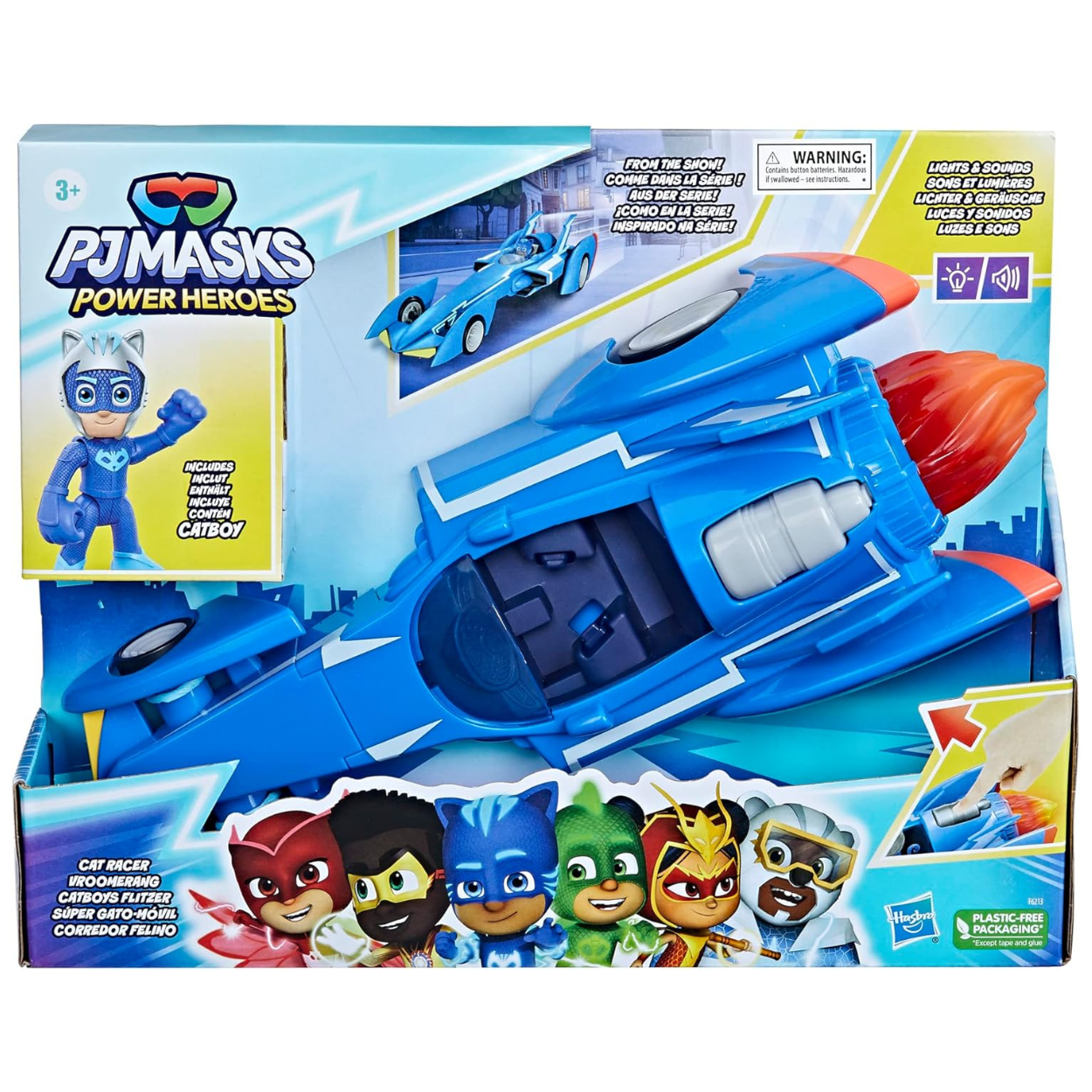 Pj Mask Cat Racer Vehículo con luces y sonidos