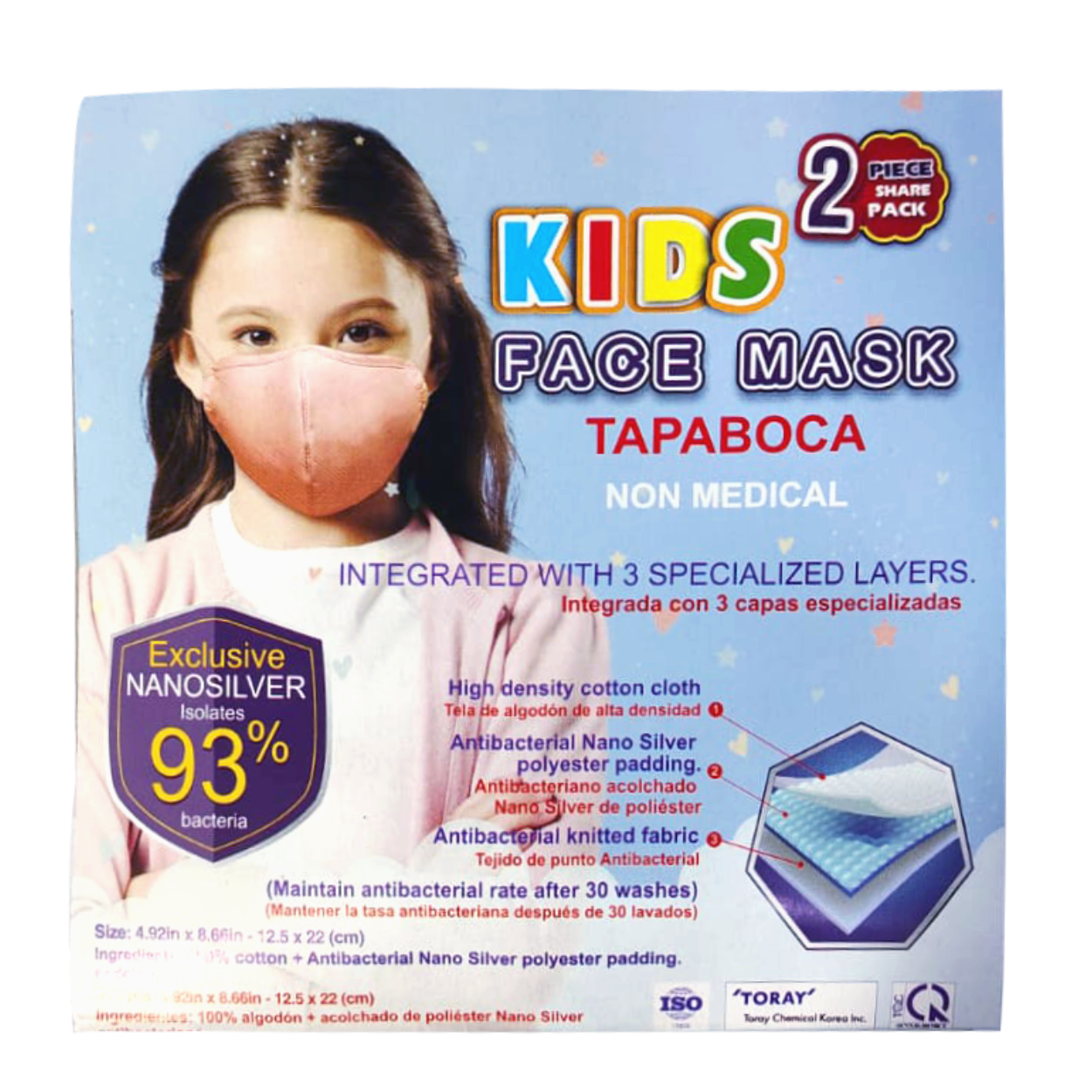 Cubrebocas De Tela Niña Y Niño 4 Piezas Azul