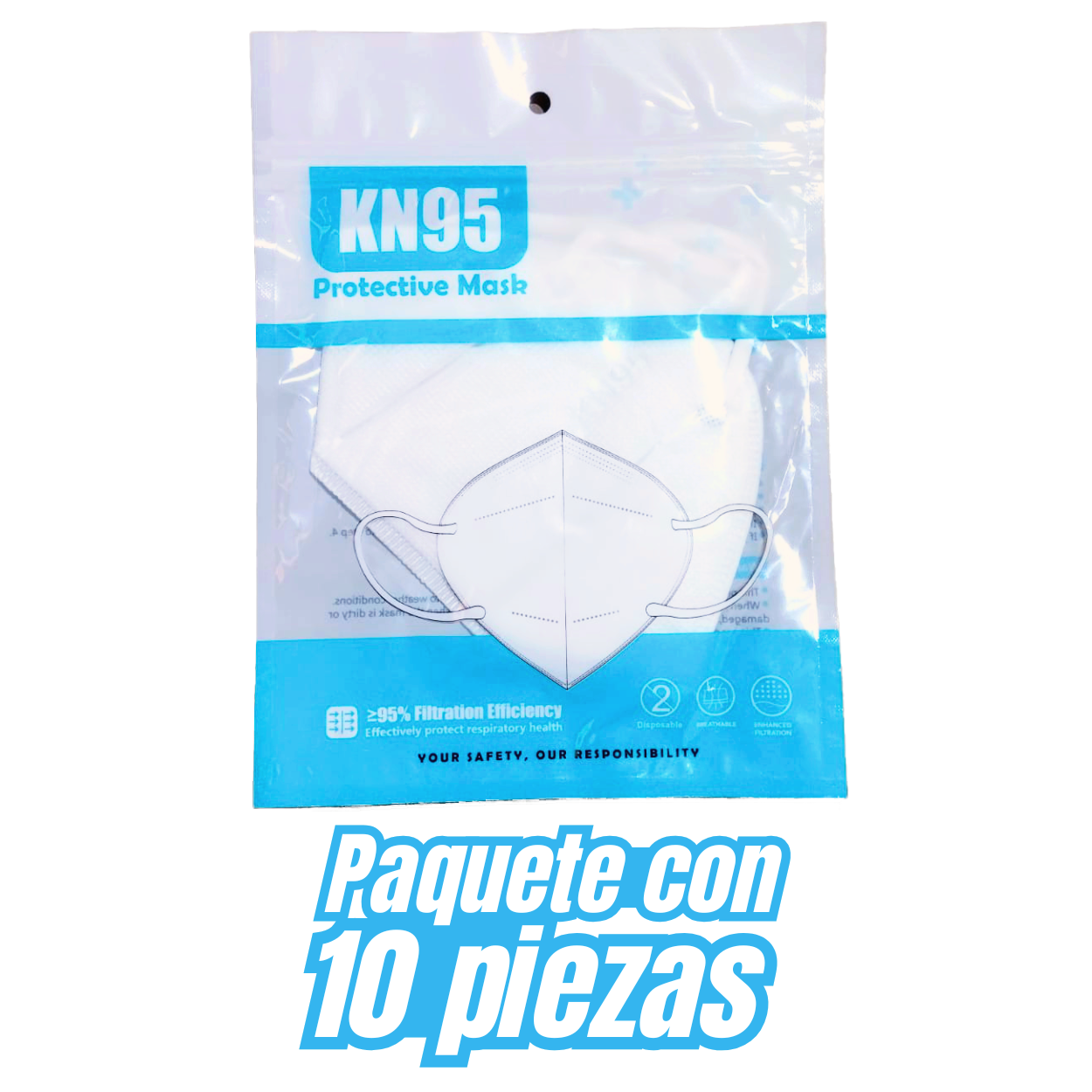 Cubrebocas 10 Piezas Kn95 Con Férula De Metal