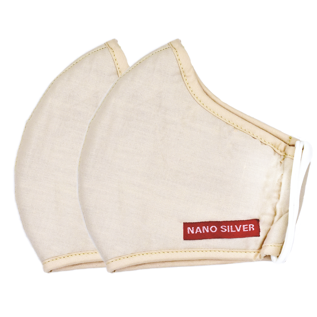 Nano Silver cubrebocas de tela color beige adulto paquete con 4 piezas
