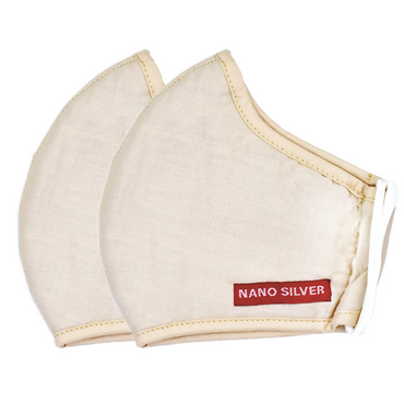 Nano Silver cubrebocas de tela color beige adulto paquete con 4 piezas