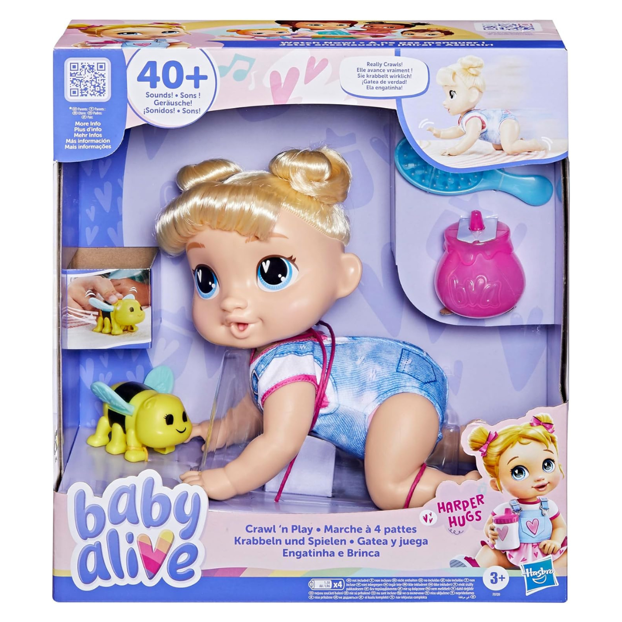 Baby Alive Muñeca Gatea y Juega Harper Hugs