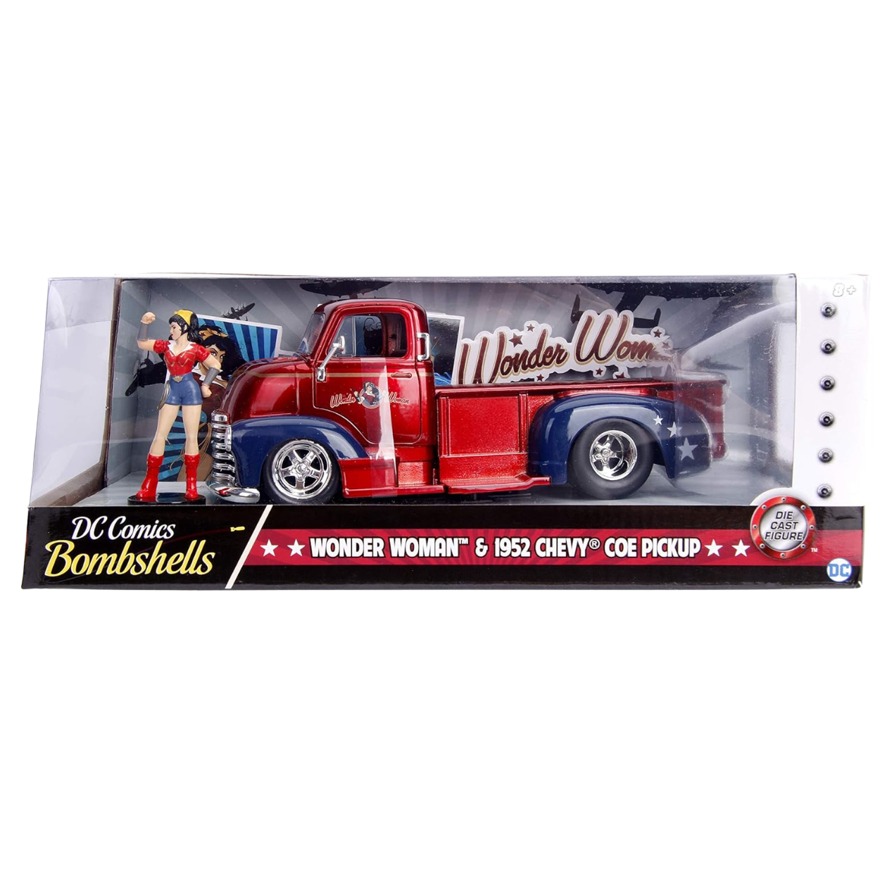 Jada Dc Comics Bombshells Mujer Maravilla y Chevy Coe Pick Up 1952 escala 1:24