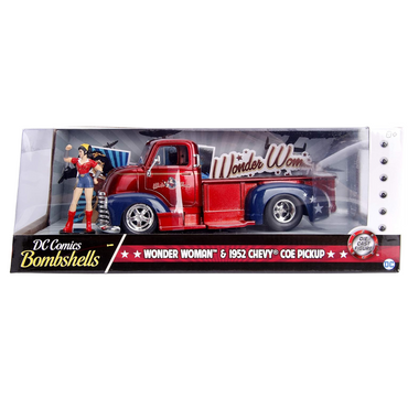 Jada Dc Comics Bombshells Mujer Maravilla y Chevy Coe Pick Up 1952 escala 1:24