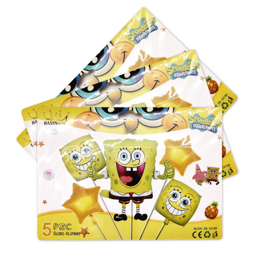 Globos para centro de mesa "Bob Esponja" bolsa con 5 globos paquete con 12 piezas.