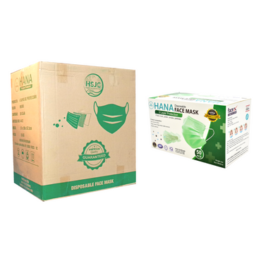 Cubrebocas marca Hana para adulto color verde Caja Master