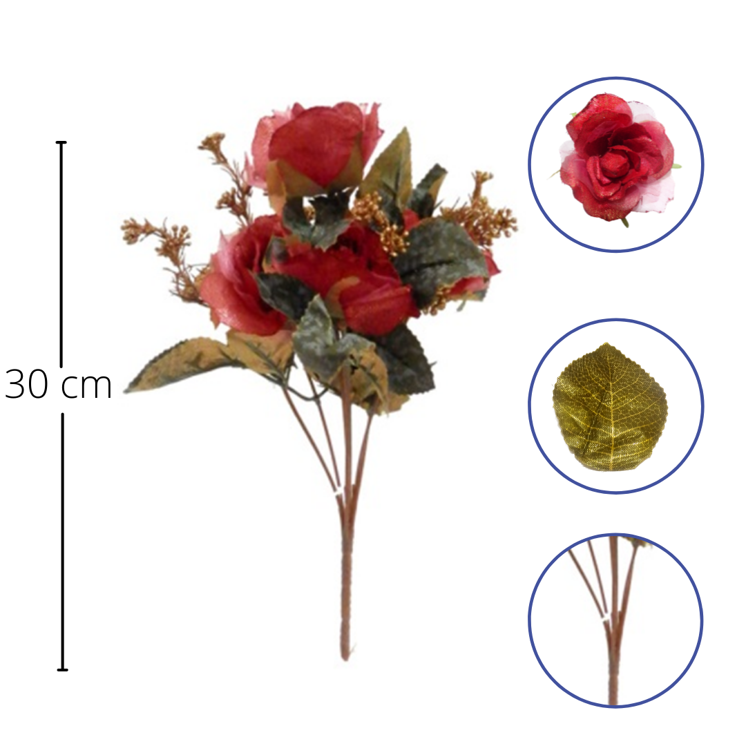 Ramo De Flores Artificiales Con 4 Flores rojas, Para Decoración De Tod –  Juguetería Galaxy Toys