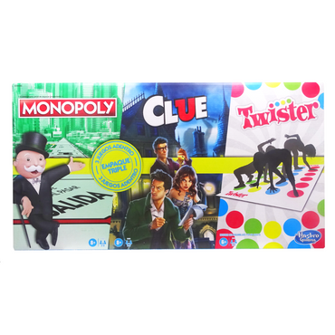 Hasbro Triple pack Monopoly Clue y Twister.