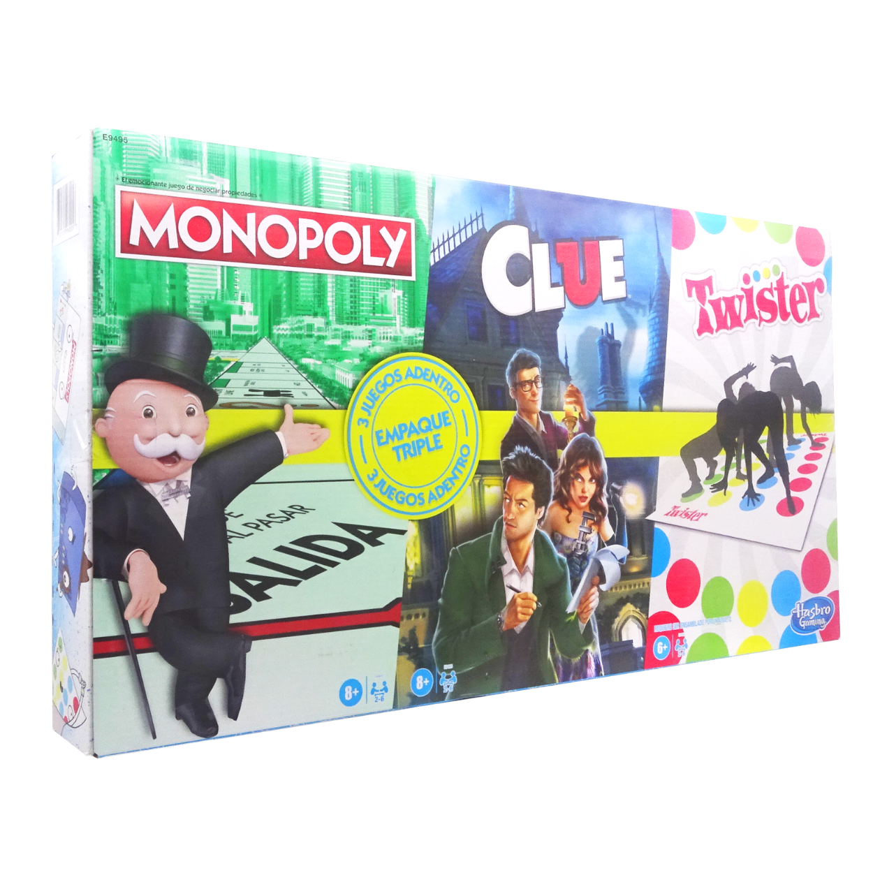 Hasbro Triple pack Monopoly Clue y Twister.