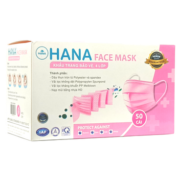 Cubrebocas marca Hana para adulto color rosa caja master